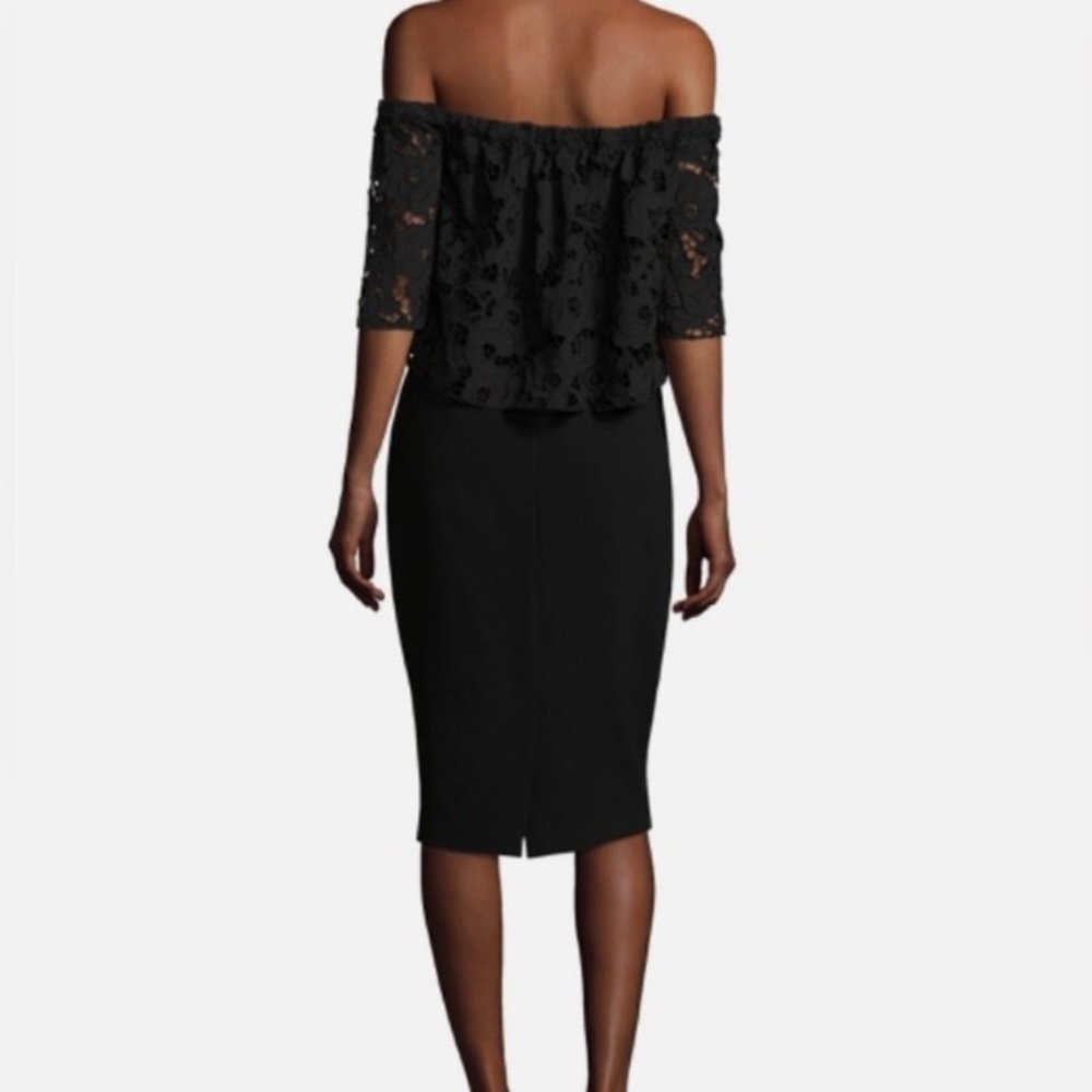 Shoshanna Black Lace off the Shoulder LBD Dress - Picture 3 of 12